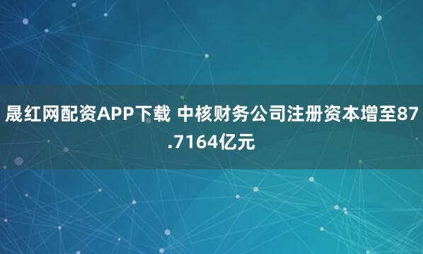 晟红网配资APP下载 中核财务公司注册资本增至87.7164亿元